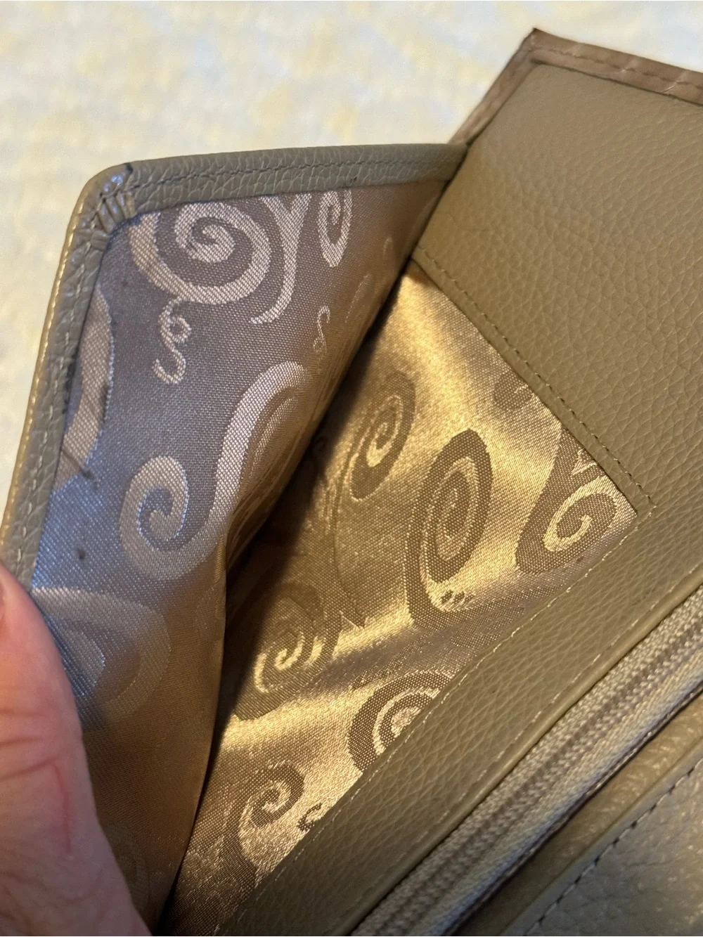 Shimmery Taupe Croc-Textured Wallet